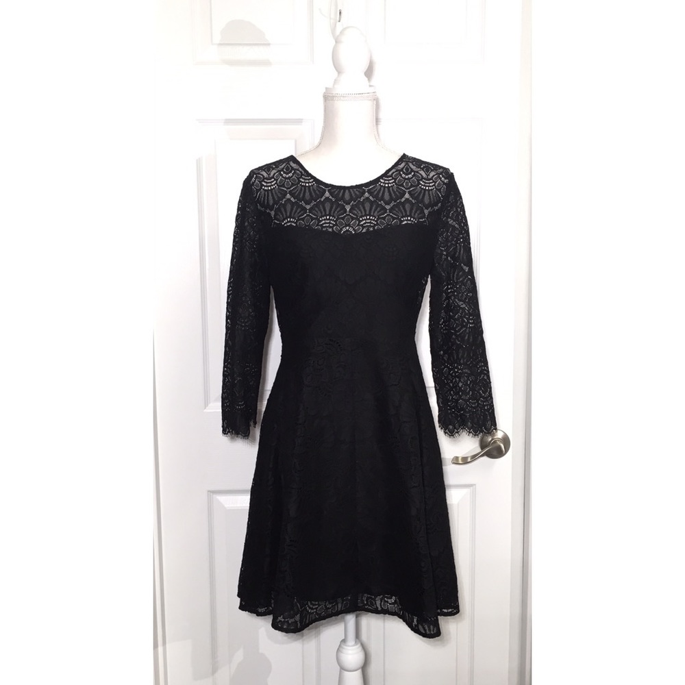 Sezane Karlie Robe Dress Black Lace Open Back - Picture 3 of 5